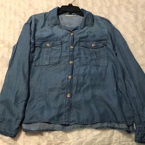 SO long sleeve button down jean style shirt